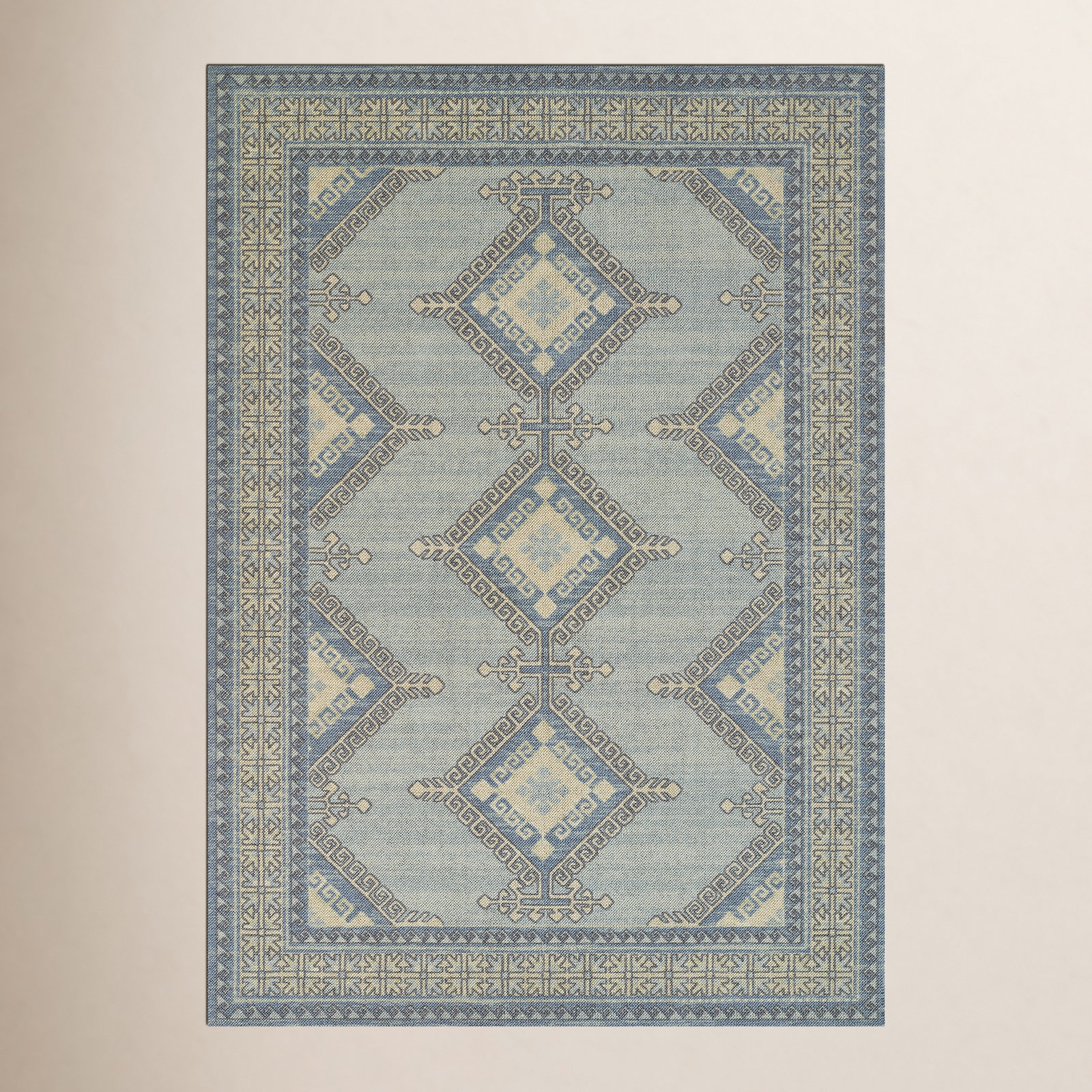 Aldona Blue Brown Oriental Rug, Rectangle 6'6" x 9'