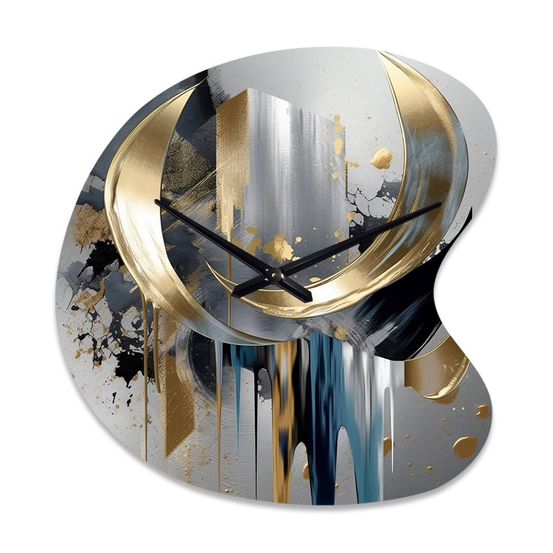 Abstract Shapes And Lines I - Drop Shape Large Abstract Marble 3D Wall Clock, Small