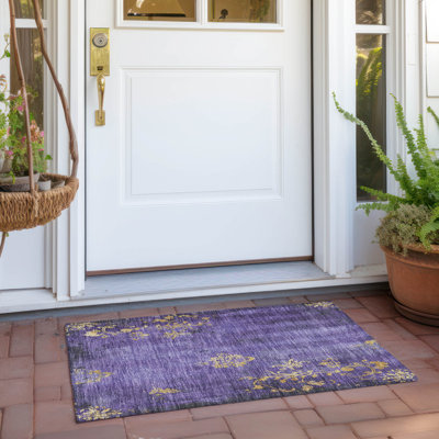 Machine Washable Indoor/Outdoor Xhevrie Purple Rug