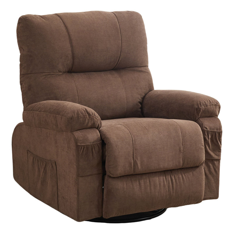 Swivel Recliner Chair, Brown Linen