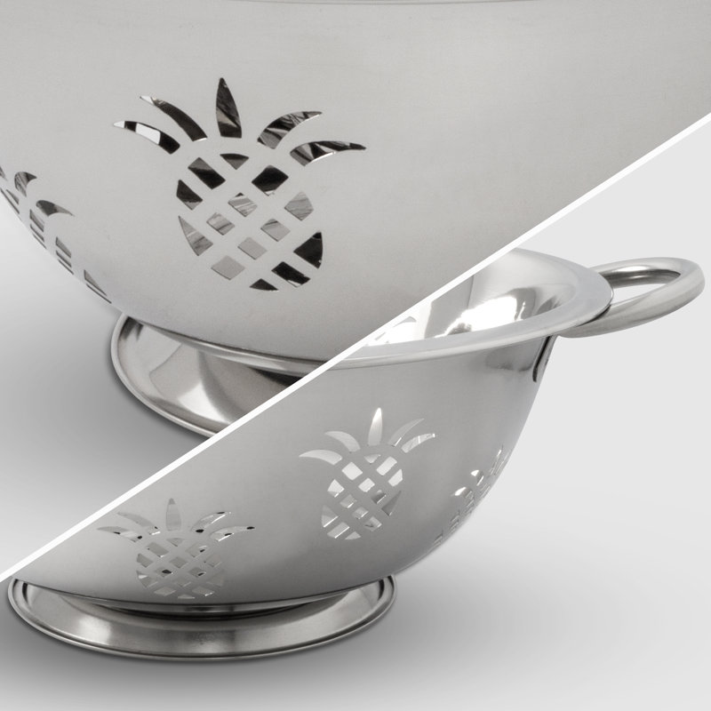 Stainless Steel Pineapple Patterned Colander Set with Handles, 3 Piece
