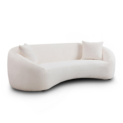 3+1+1, 93.31" Minimalist Curved Sofa, 3 Seater, White Boucle Fleece Upholstered Sofa, Tight Curved Back Cloud Couch For Living Room  Apartment Office, White