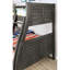 Lit superposé simple au dessus d'un lit double, transitionnel, gris, structure de style planche, réversible, bois massif, configuration utilitaire de chambre à coucher, profit