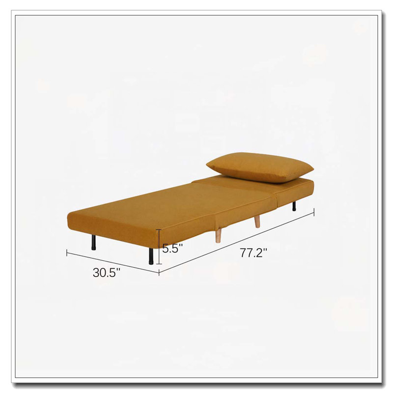 Fauteuil d'appoint rembourré convertible, Jaune moutarde