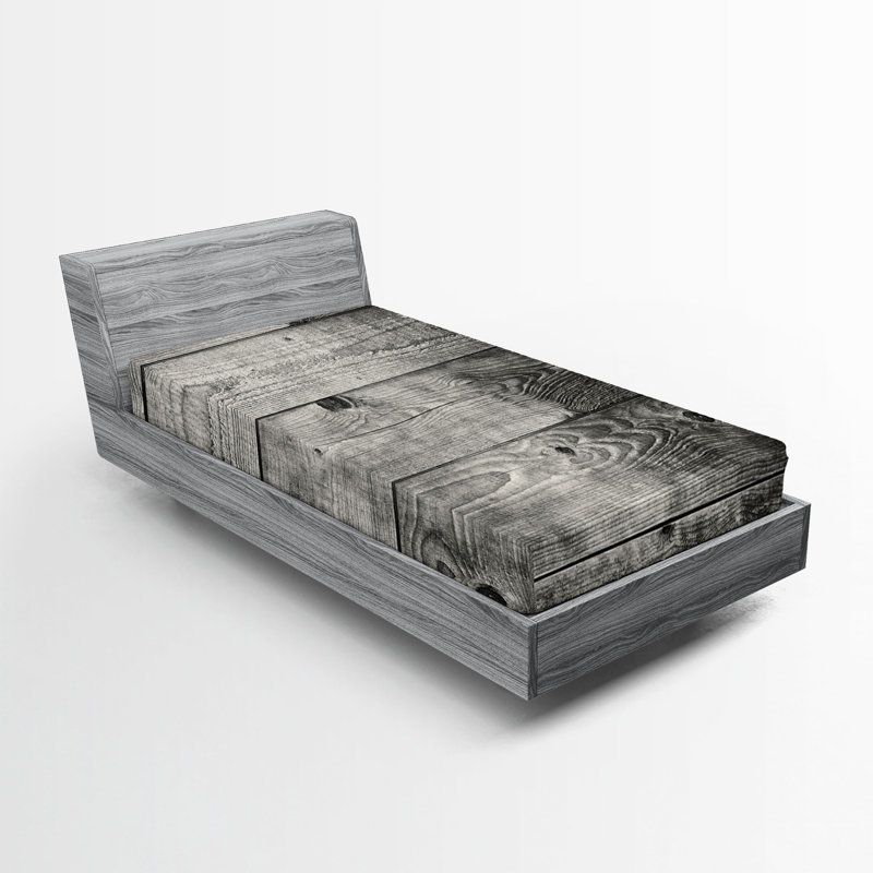 Drap-housse orange Ambesonne, Drap-housse pour lit simple TG, Gris pâle / bois noir / déclin