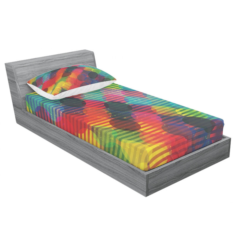 Microfiber Geometric Sheet Set, Twin XL Sheet Set with Fitted Sheet