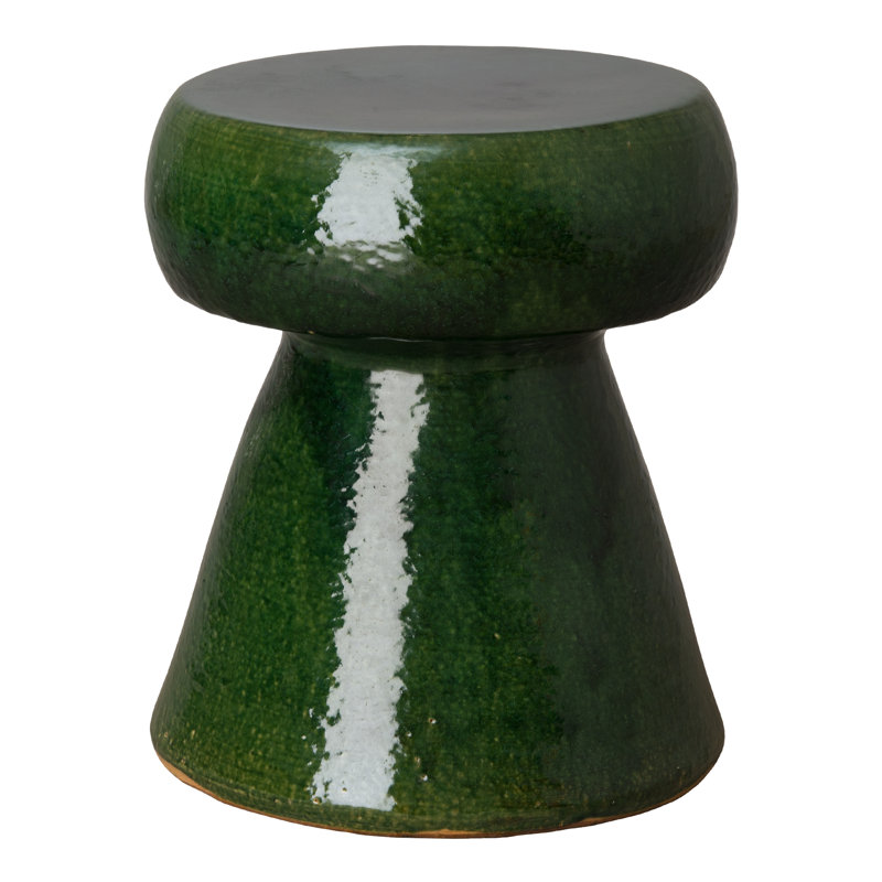 Green Ceramic Indoor/Outdoor Accent Stool