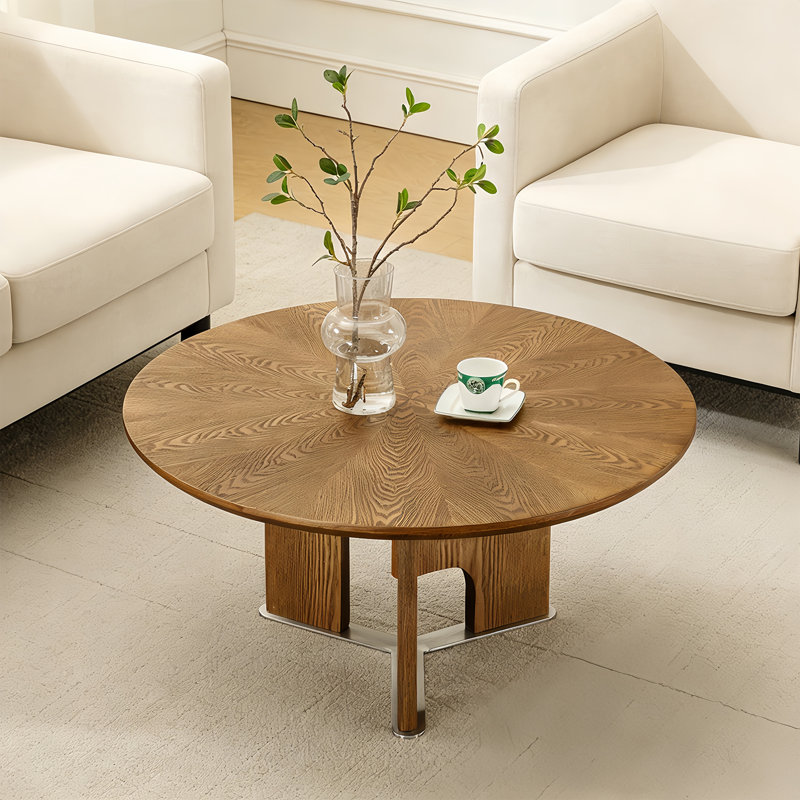 31,5 "Table basse en bois massif de ferme, table basse ronde pour le salon