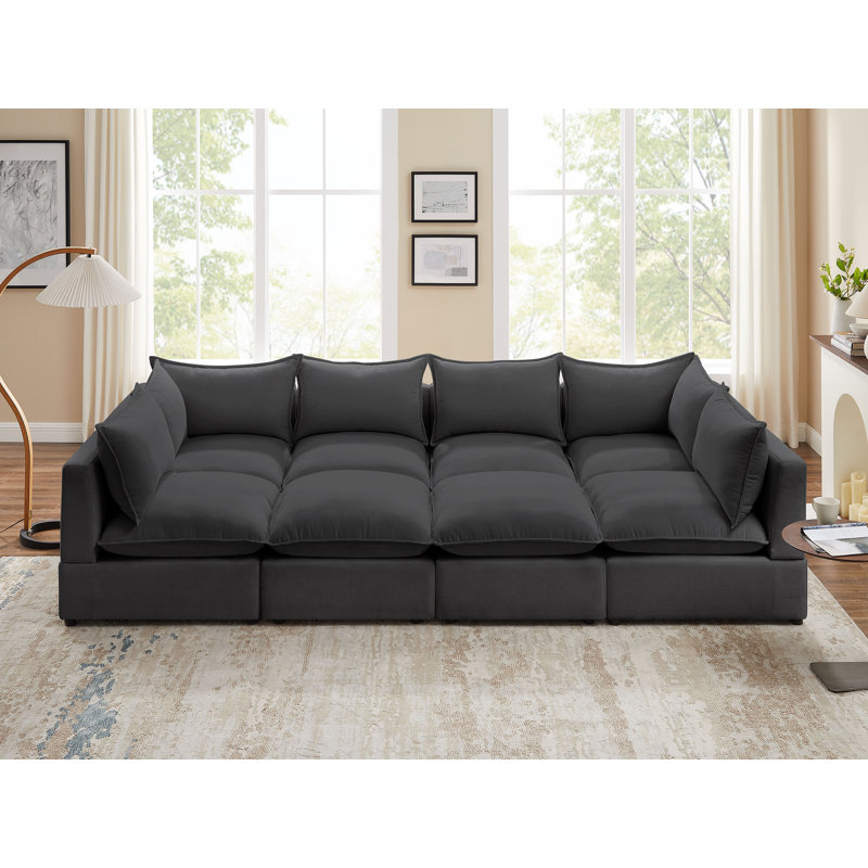 Canapé modulaire 8 pièces Yolanthe, Polyester gris foncé