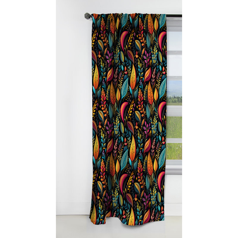 Motif tribal Frivolity Boho II - rideau Boho - rideau occultant abstrait - 1 panneaux, L 52 po x L 84 po