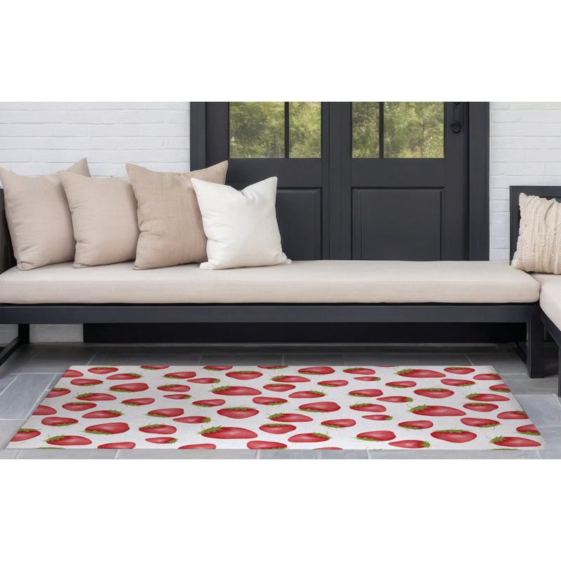 Tapis d'extérieur Summer Strawberries, Rectangle 3' x 5'
