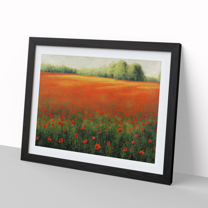 Creative Poppy Field Flowers 1 Piece Single Picture Frame Wall Art, 34cm H x 46cm W x 2cm D, Black