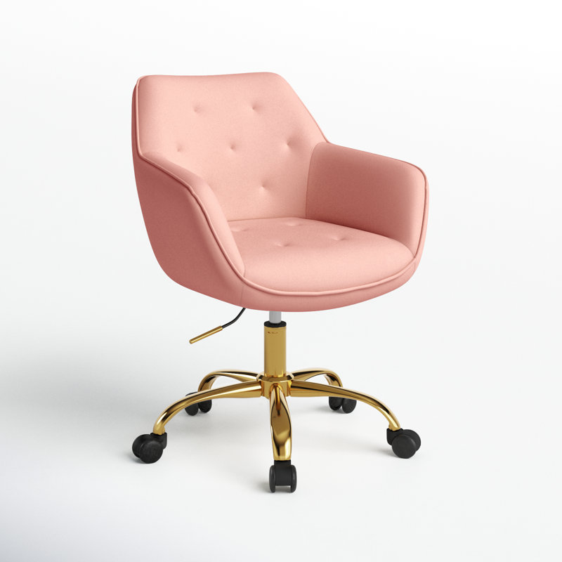 Chaise de travail Clio à hauteur réglable, Velours rose