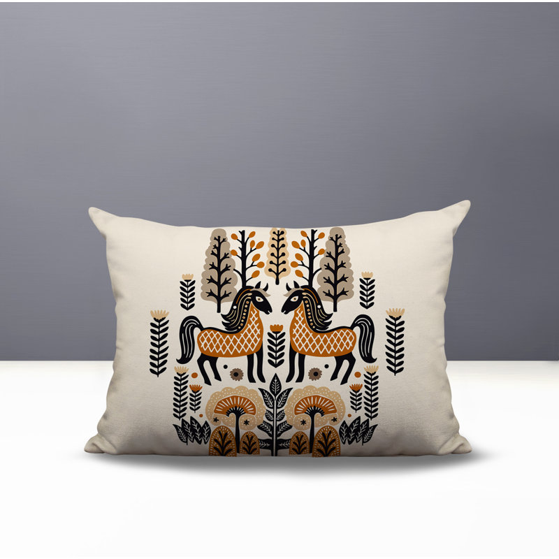 Coussin lombaire réversible intérieur / extérieur Stai Horse, Orange, Rectangle H 14 po x l 20 po