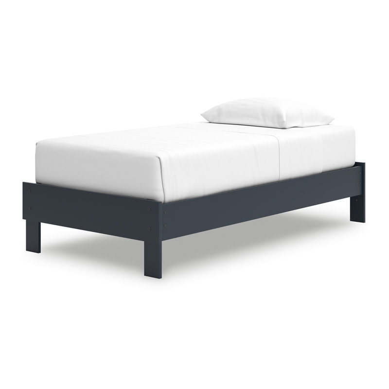 Cian Platform Bed, Shaker Style Design, Navy Blue Wood Frame, Twin