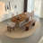 Brown Oval Solid Wood dining Table-366124264