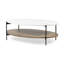 Table basse ovale en marbre et métal 48 "brun et noir avec tablette