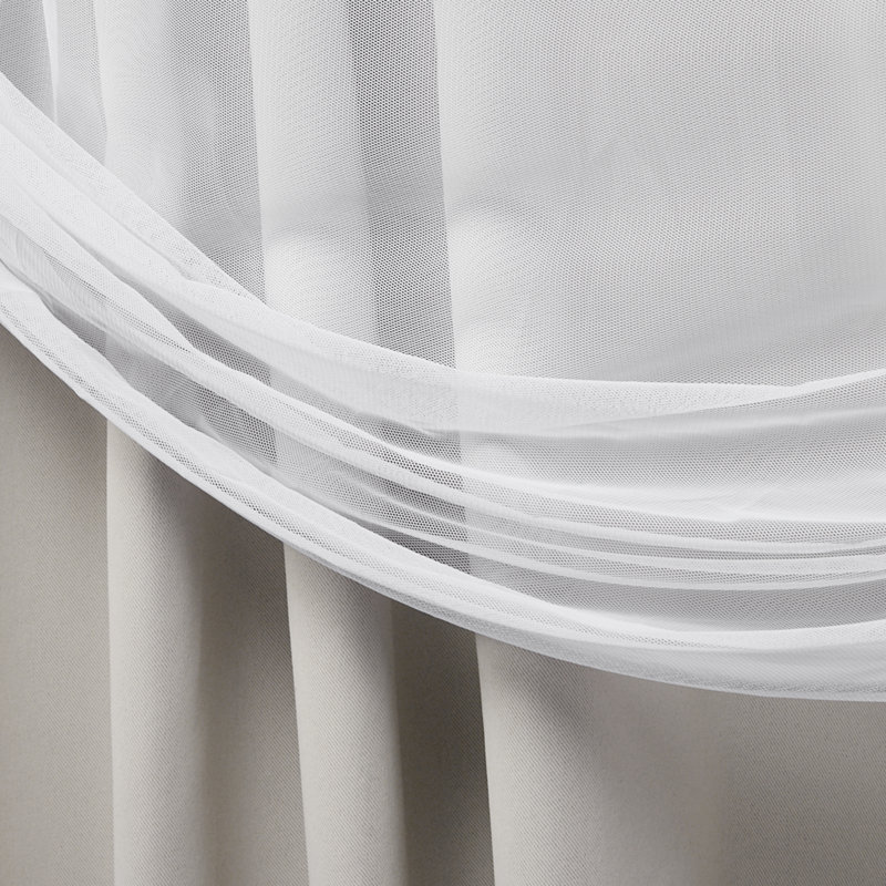 Cloud Grey and White Room Darkening Blackout Sheer Curtain Panels, 52" x 96", Set of 2