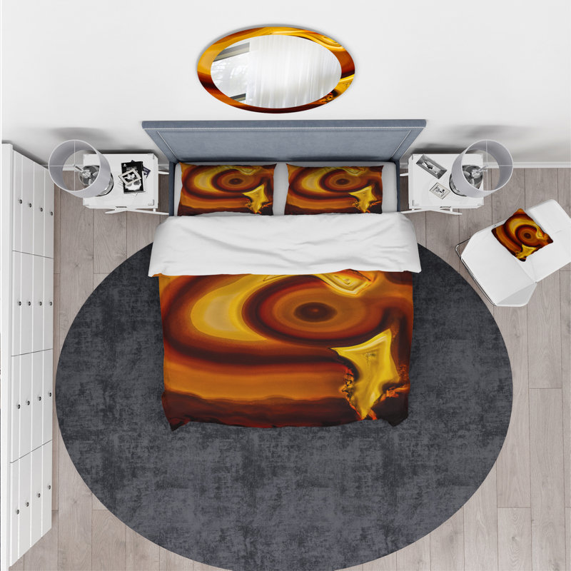 Ensemble de housse couette macro designart agate geode slice, Housse de couette très grand + 2 taies décoratives
