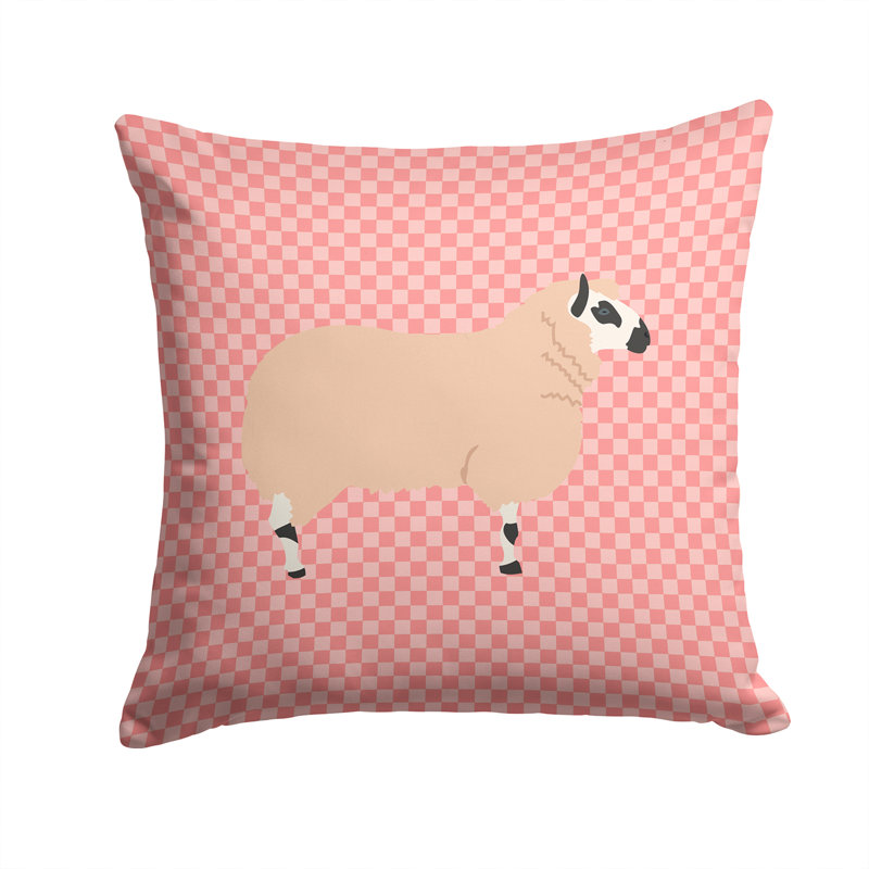 Coussin décoratif d’extérieur en tissu éclectique mouton check, Rose, 14 po x 14 po