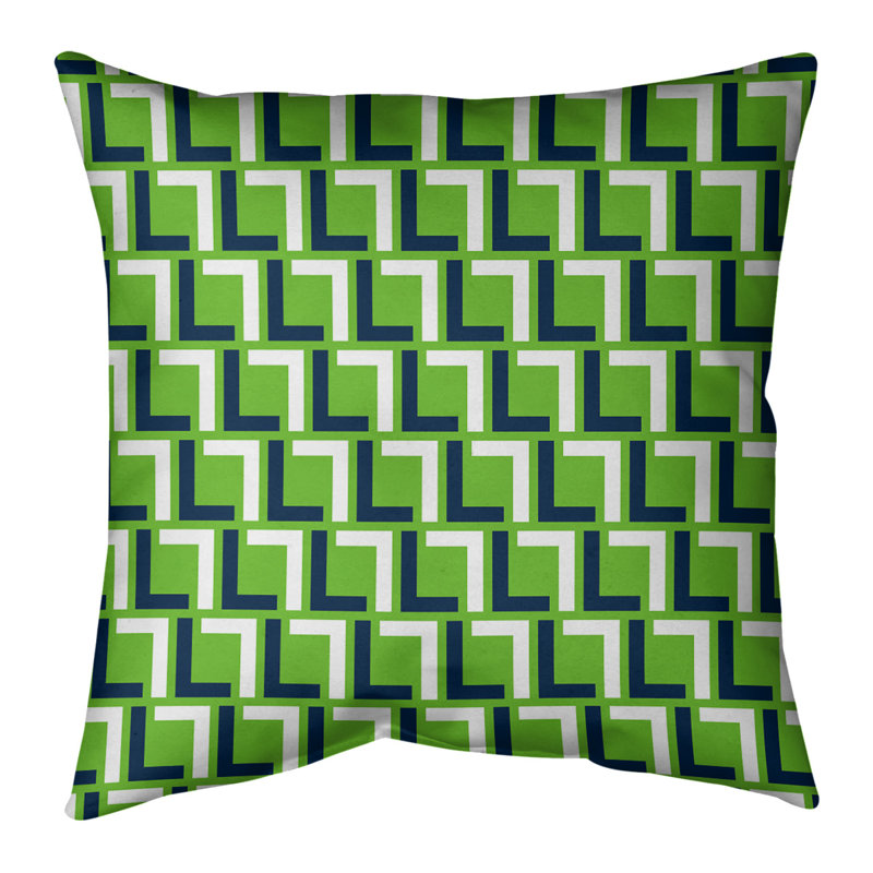 Housse de coussin Seattle, Citron vert / vert / blanc, Simili daim, 18" x 18"