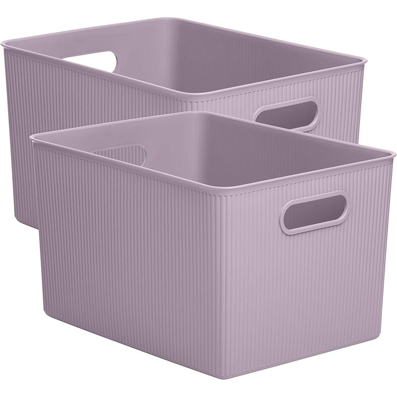Panier en plastique nervuré, 2, Lilas, H 9 po x l 11,5 po x P 15 po