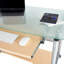 Bureau d'ordinateur à roulettes Techni Mobile, verre et argent