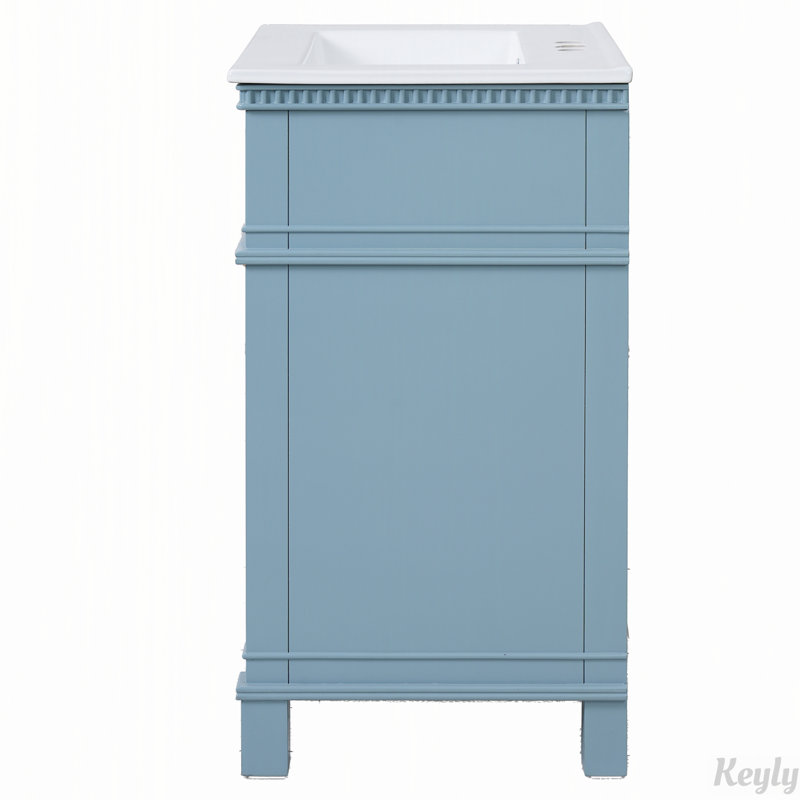 Armoire de salle de bain 24 po avec portes à fermeture douce et tablette réglable, meuble-lavabo avec lavabo en céramique