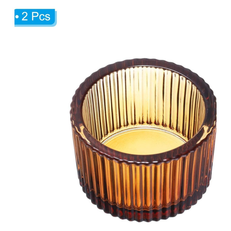 Ensemble de 2 bougeoirs en verre brun