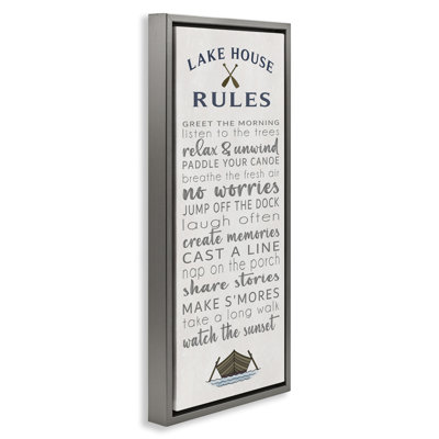 Cadre flottant Fun Lake House Rules, design par Seven Trees Design