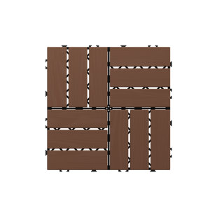 Outdoor Interlocking Deck Tiles 12" X 12" (30 Tiles), Cedar Wood  Patio Flooring, Waterproof Snap-Together Floor Tiles For Balcony, Garden & Poolside