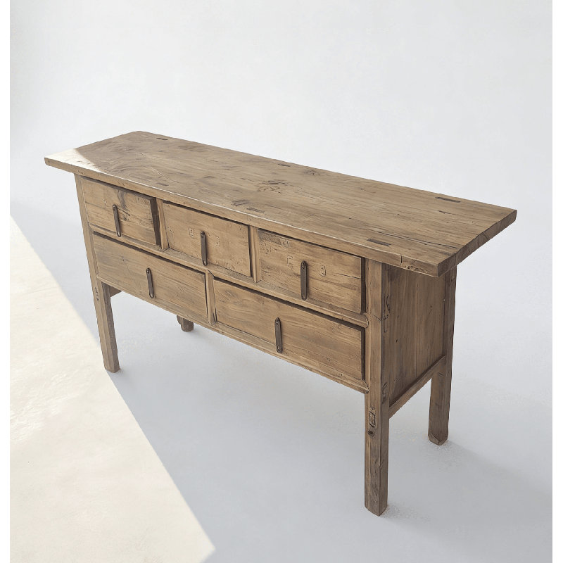 Console antique chinoise avec cinq tiroirs