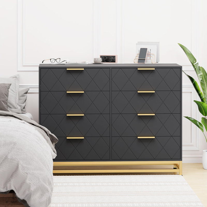 Reetima 47.24'' W 8 - Drawer Dresser, Black
