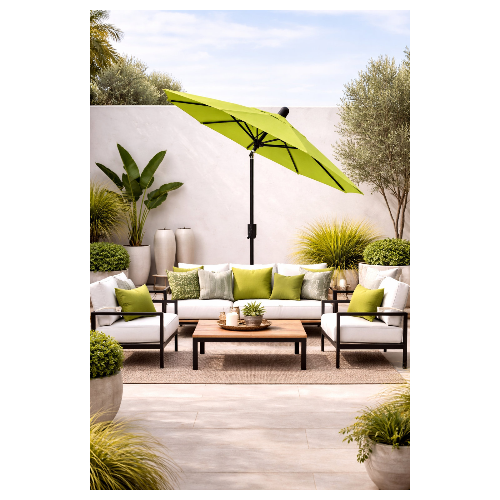 Natalie 74.5'' Outdoor Umbrella, Black Sapphire, Canvas Macaw