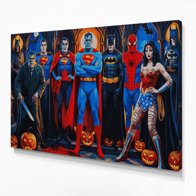 «Halloween Pop culture Halloween mashups», art mural sur toile mauve