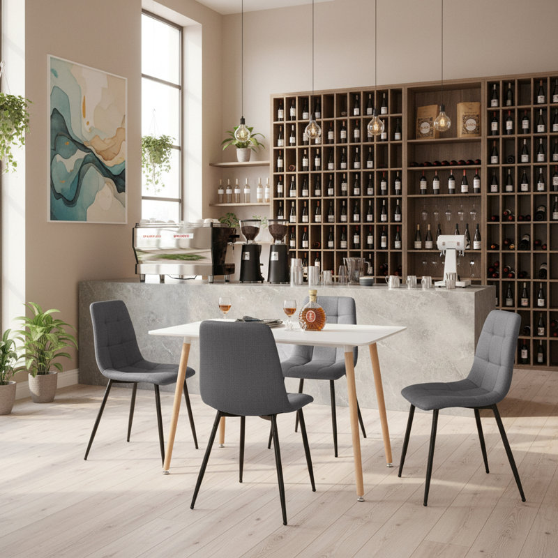 Nero Upholstered Dining Chairs With Metal Legs, Grey