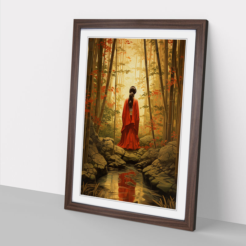 Single Picture Frame Print on Wood, 34cm H x 25cm W, Walnut Framed