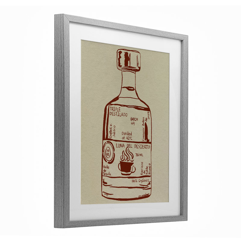 «Minimal Liquor Essence», reproduction sous verre encadrée, design par Melissa Wang, H 16 po x l 13 po, Cadre de ferme gris