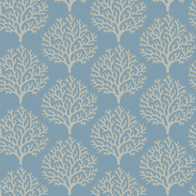 Beach Coral - Wallpaper, Green, Faux Grasscloth
