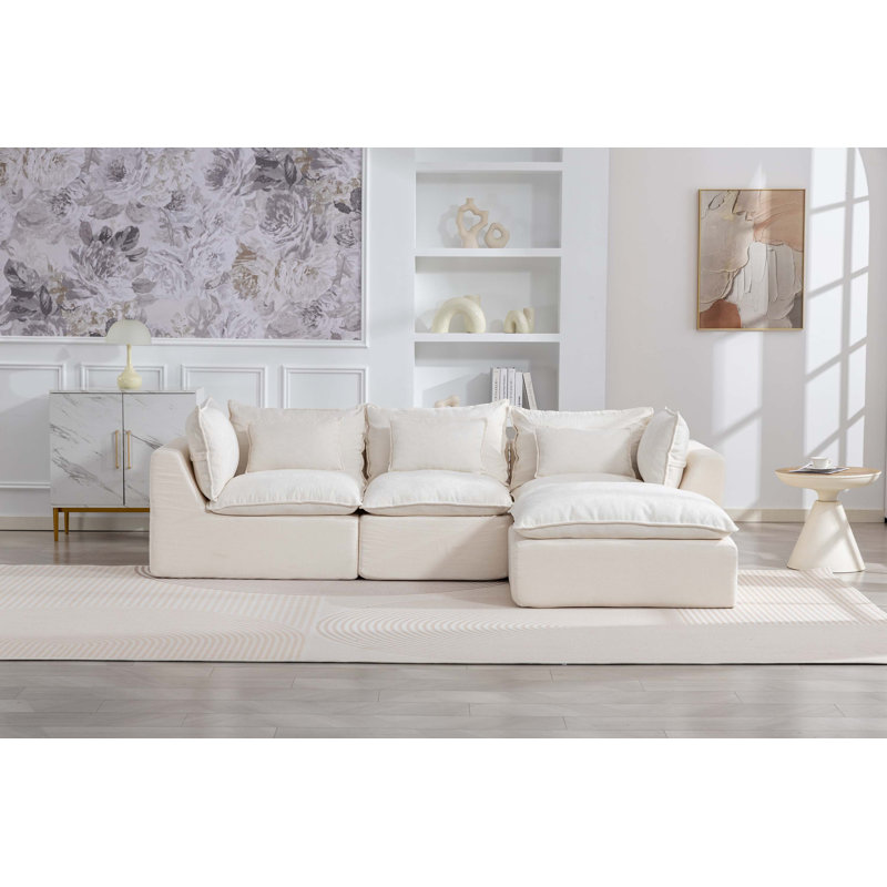 Canapé modulaire Cloud Couch, Velours - blanc antique