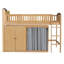 Lit mezzanine simple avec armoire de rangement, garde-robe et DEL - Lit en bois peu encombrant, couleur bois -1126908841