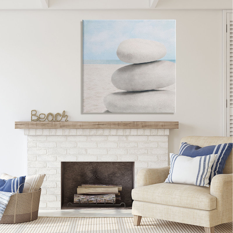 Highland Dunes Coastal Stacked Rocks, art de la giclée encadrée par LSR Design Studio, H 36 po x l 36 po x P 1,5 po