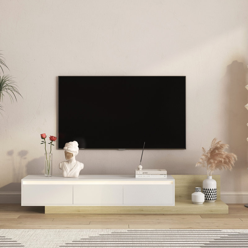 Meuble télé moderne avec lumières DEL, Blanc