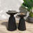 Serenita Outdoor Iron Side Tables With Flared Design, Set Of 2 , Black-1329633617