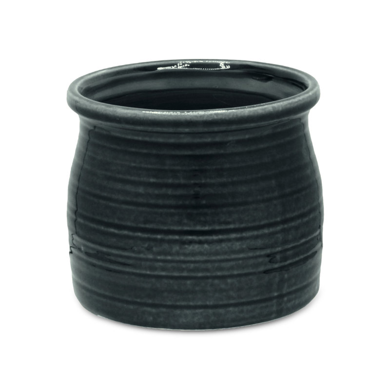 Miland Handmade Ceramic Pot Planter, Gray, 5.5" H x 6.25" W x 6.25" D