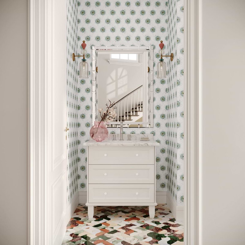 Ako 6" Hexagon Marble Micro Mosaic Tile, Verde Green