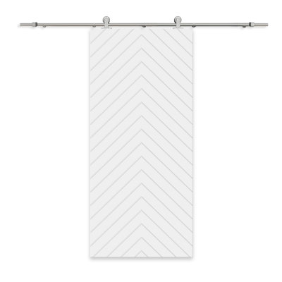 Panelled Manufactured Wood And Metal Barn Door With Installation Hardware Kit