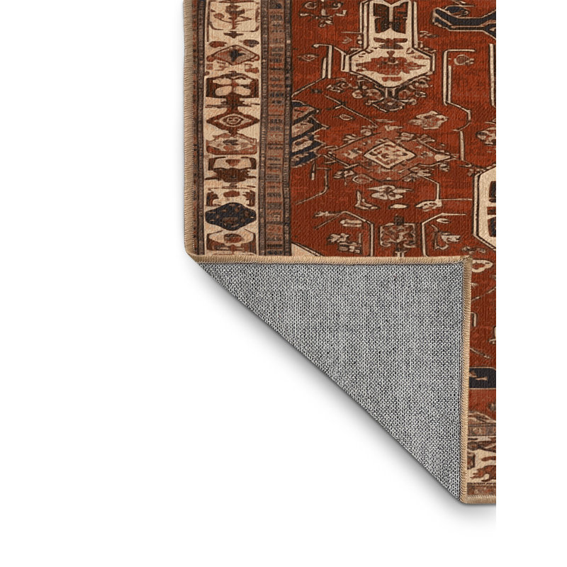Tapis brun turc lavable à la machine, Carré 3 pi