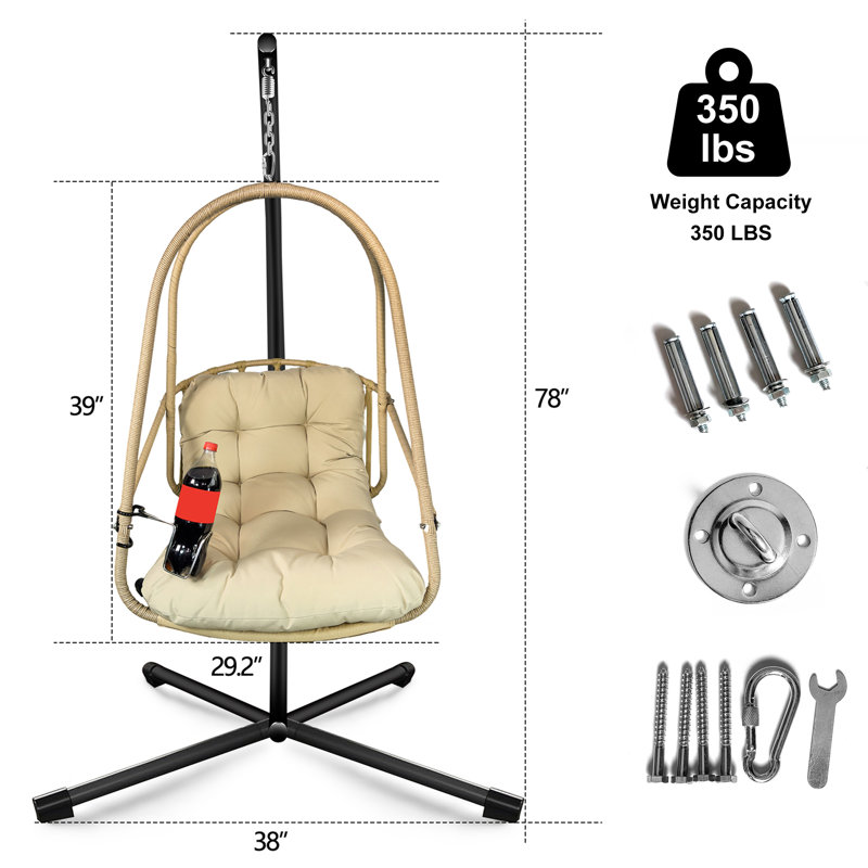 Hamac intérieur / extérieur avec support, Beige / Beige
