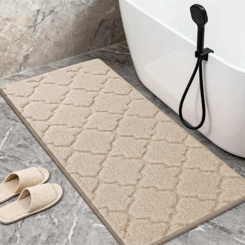 Absorbent Non-Slip Bathroom Rug (Set of 3), Beige